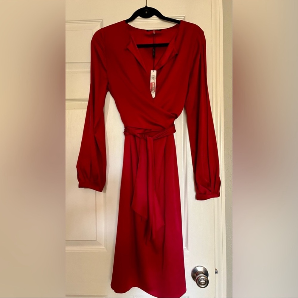 Elie Tahari Red Long Sleeve Dress xs